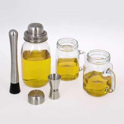 Cheap Glass Cocktail Shaker Home Bar Set Wine Shaker Boston Shaker with Mason Jar