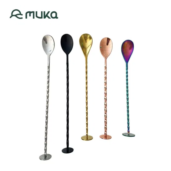 Stainless Steel Mixing Spoon Cocktail Stirrer, Spiral Pattern Bar Spoon Stirring Spoon with Long Handle